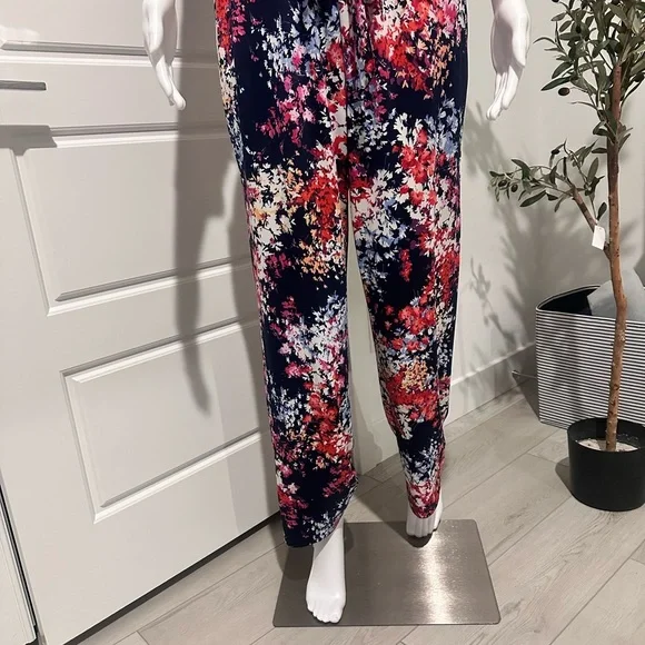 NY Collection Multicolor Floral Cold Shoulder Jumpsuit - Picture 6 of 7